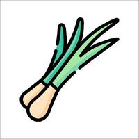 A green onion is shown on a white background vector