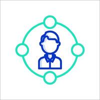 A person with a circle around him and a circle around him vector