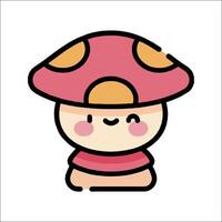 A cartoon mushroom with a pink hat and a smile vector