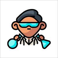 A cartoon scientist holding a beaker vector
