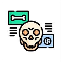 A skull with a bone and a bone bone icon vector