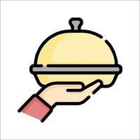 A hand holding a cloche with a lid vector