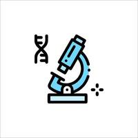 A microscope icon with a dna strand vector