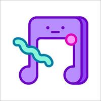 A music note with a worm on it vector