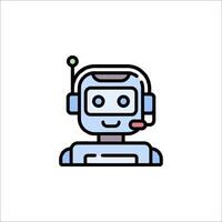 A robot with a headset on his head vector