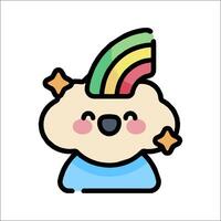 A cartoon bear with a rainbow on its head vector