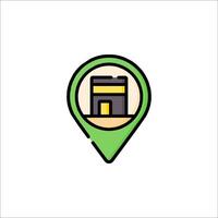 A map marker with a building in the center vector