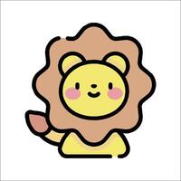 A cartoon lion with a pink nose and brown eyes vector