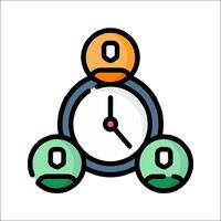 A clock icon with people around it vector