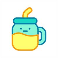 A cartoon cup with a straw and a smiley face vector