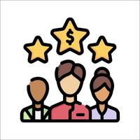 A group of people with five stars on their heads vector