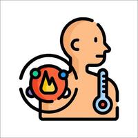 A man with a thermometer and a fire vector