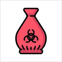 A red bag with a biohazard symbol on it vector