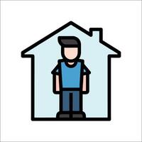 A man standing in front of a house icon vector