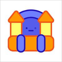 A cartoon character sitting on a bouncy castle vector