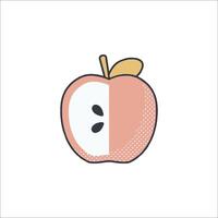 An apple with a slice missing is shown in this illustration vector