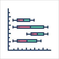 A bar graph with a line and a bar vector