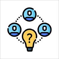 A light bulb with people around it and a question mark vector