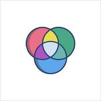A venn diagram icon with three circles vector