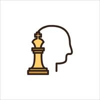 A chess piece in the head of a person vector