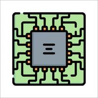 A circuit board with a green and orange color vector
