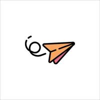 A paper airplane icon with a pink bow vector