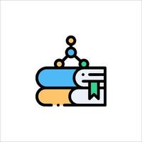 A stack of books with a green dot on top vector
