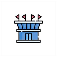 A blue building with flags on top vector