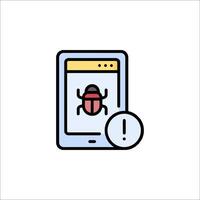 A bug on a smartphone with a red circle vector
