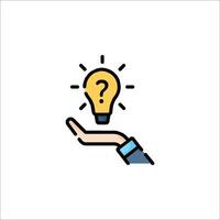 A hand holding a light bulb with question mark vector