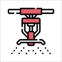 A red and white icon of a machine vector