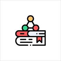 A stack of books with a green and red icon vector