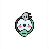 A cute little face with a green plug on it vector