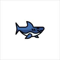 A blue shark with a black and white outline vector