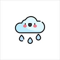 A cartoon cloud with rain drops on it vector