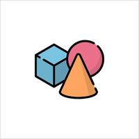 A colorful cone and cube icon vector