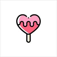 A pink heart shaped lollipop on a stick vector