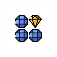 A diamond and three spheres in a flat style vector