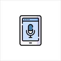 A microphone icon on a smartphone vector