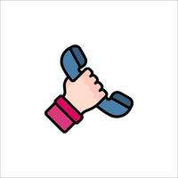 Hand holding phone icon illustration vector