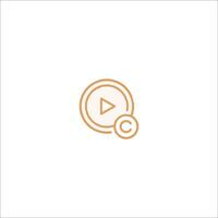 A white background with an orange circle and a play button vector