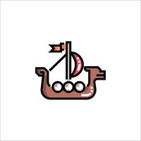 A cartoon boat with a flag on it vector