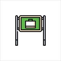 A green and white sign with a suitcase on it vector