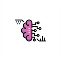 A brain icon with a circuit board on it vector