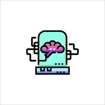 A brain inside a computer icon vector