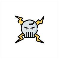 A skull with lightning bolts on it vector