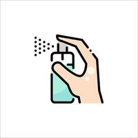 Hand holding spray bottle with spray on it vector