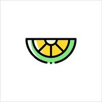 A lemon slice icon with a green and yellow color vector