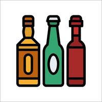 Three bottles of alcohol on a white background vector