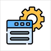 A computer with a gear wheel and a file icon vector